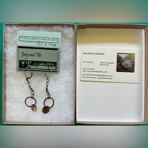 Joey and Me Copper and Oxidized Silver Dangle Earrings